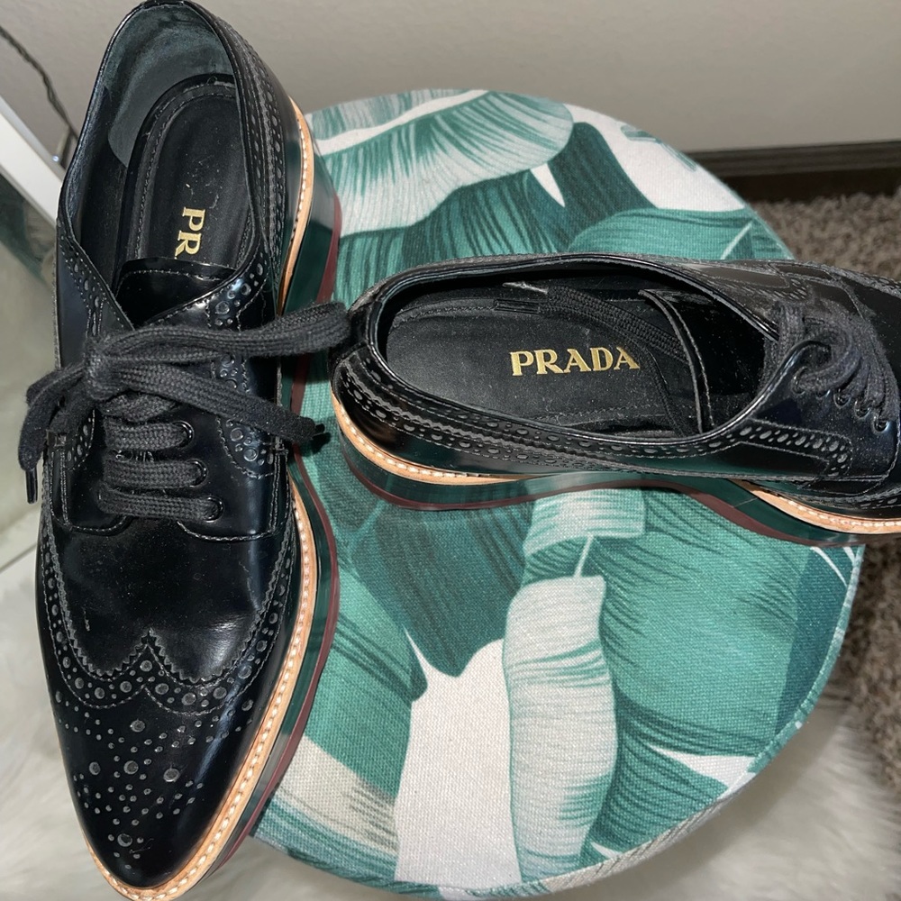Prada Plateau Brogue lace up platform shoes - Picture 6 of 6